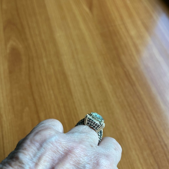 Green quartz and diamond ring - size 7 - Picture 4 of 10